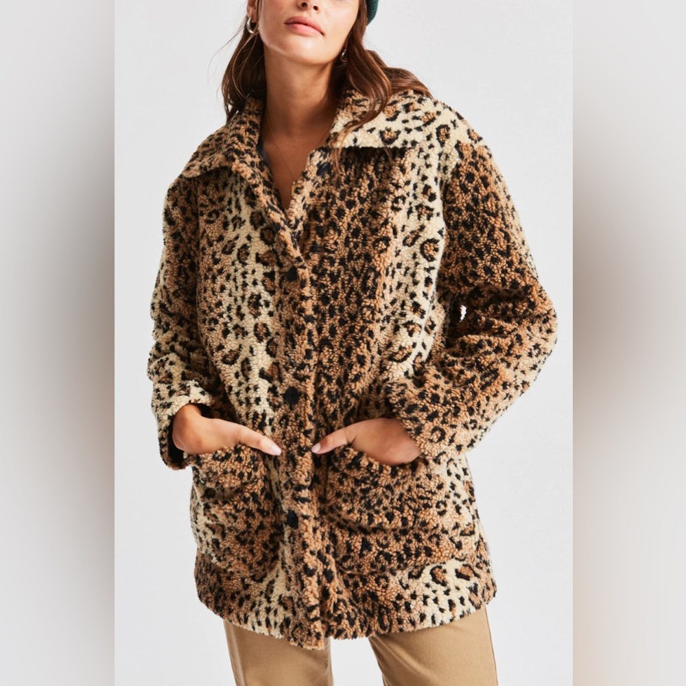 Brixton leopard Sherpa jacket, size M - Picture 1 of 3